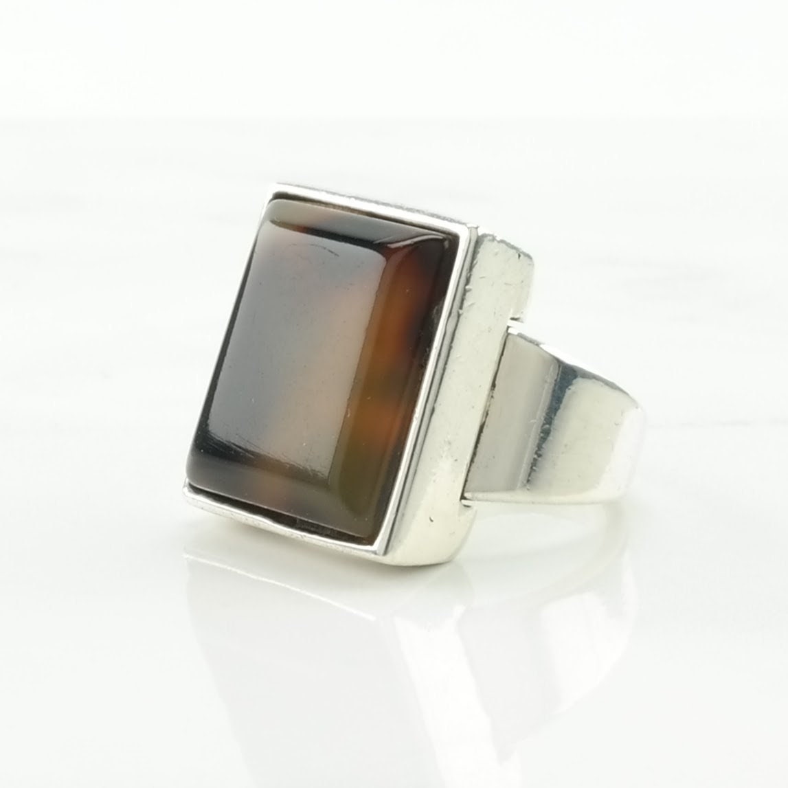 Sterling Silver Ring Resin Brown Size 5 1/2