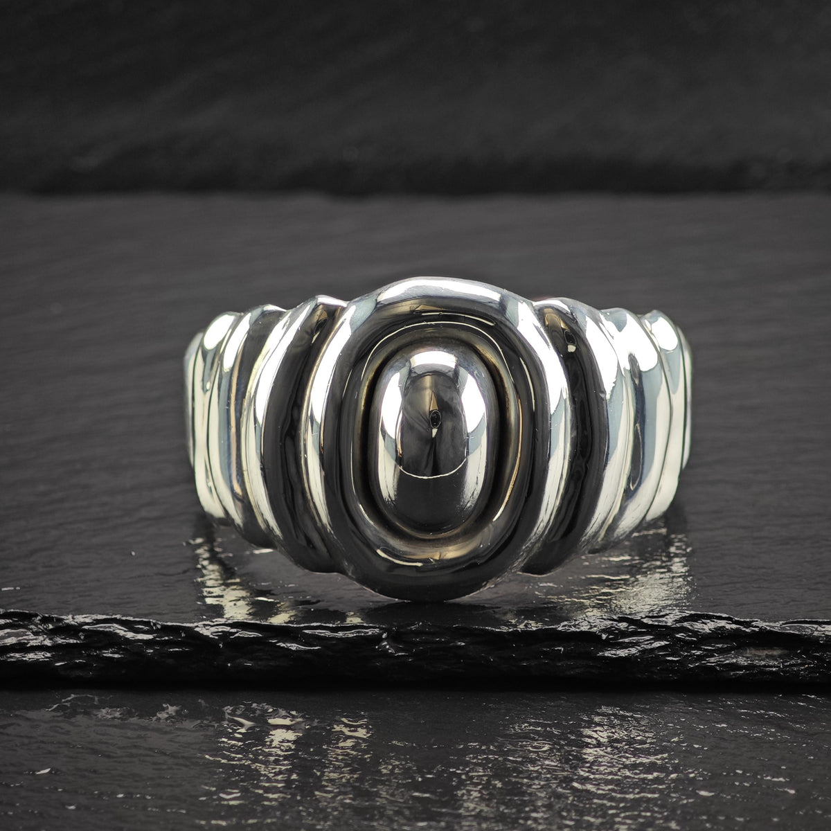 Taxco Ballesteros Modernist Abstract Sterling Silver Cuff Bracelet Sz 6 1/4" BR3193