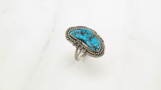 Native American Silver Ring Turquoise Sterling Kingman Size 6.5