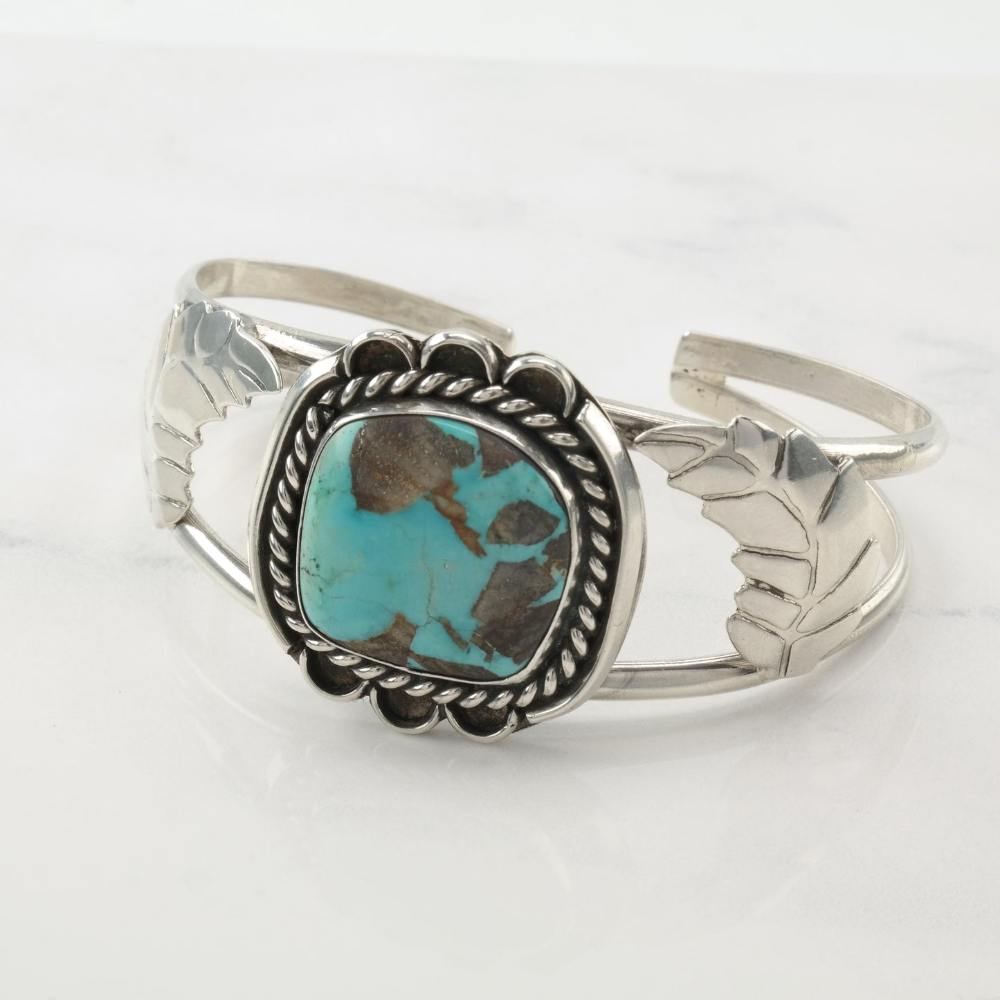 Native American Bisbee Turquoise Cuff Bracelet Sterling Silver