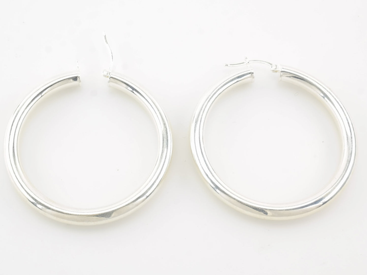 Sterling Silver 5mm Thick Earrings Hoop 1 7/8"