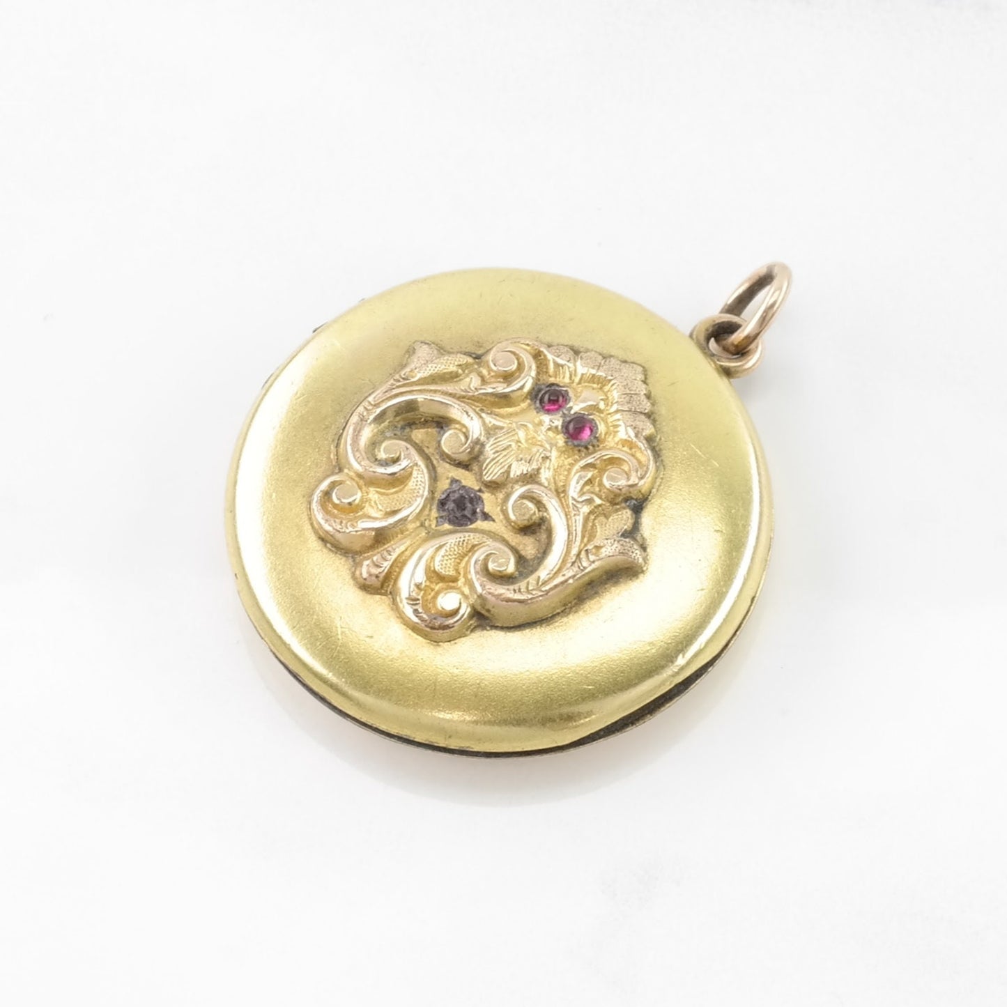 Vintage Art Nouveau Paste Locket Gold Fill Pendant