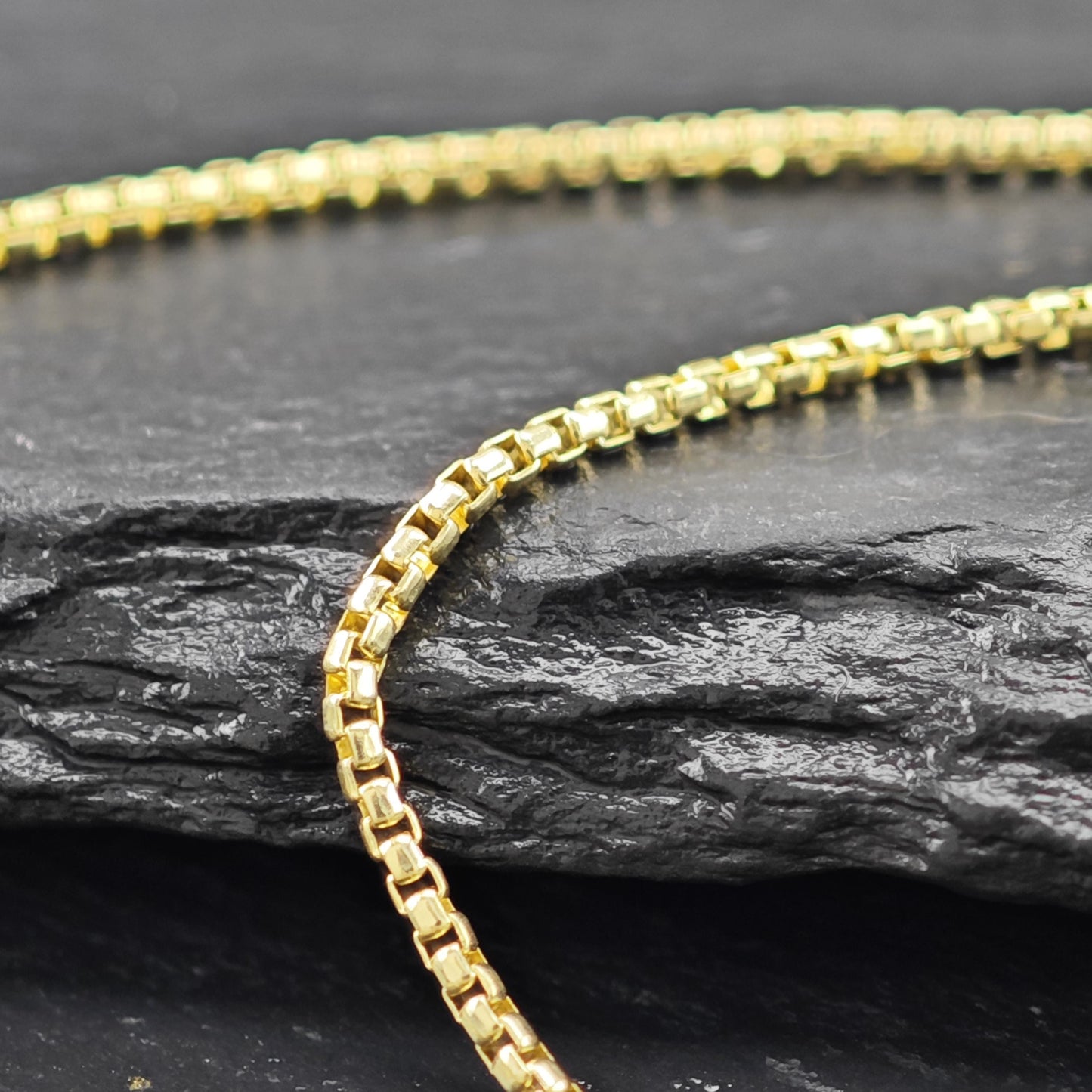 Sterling Silver Gold Plated Box Chain Necklace 30" N2638