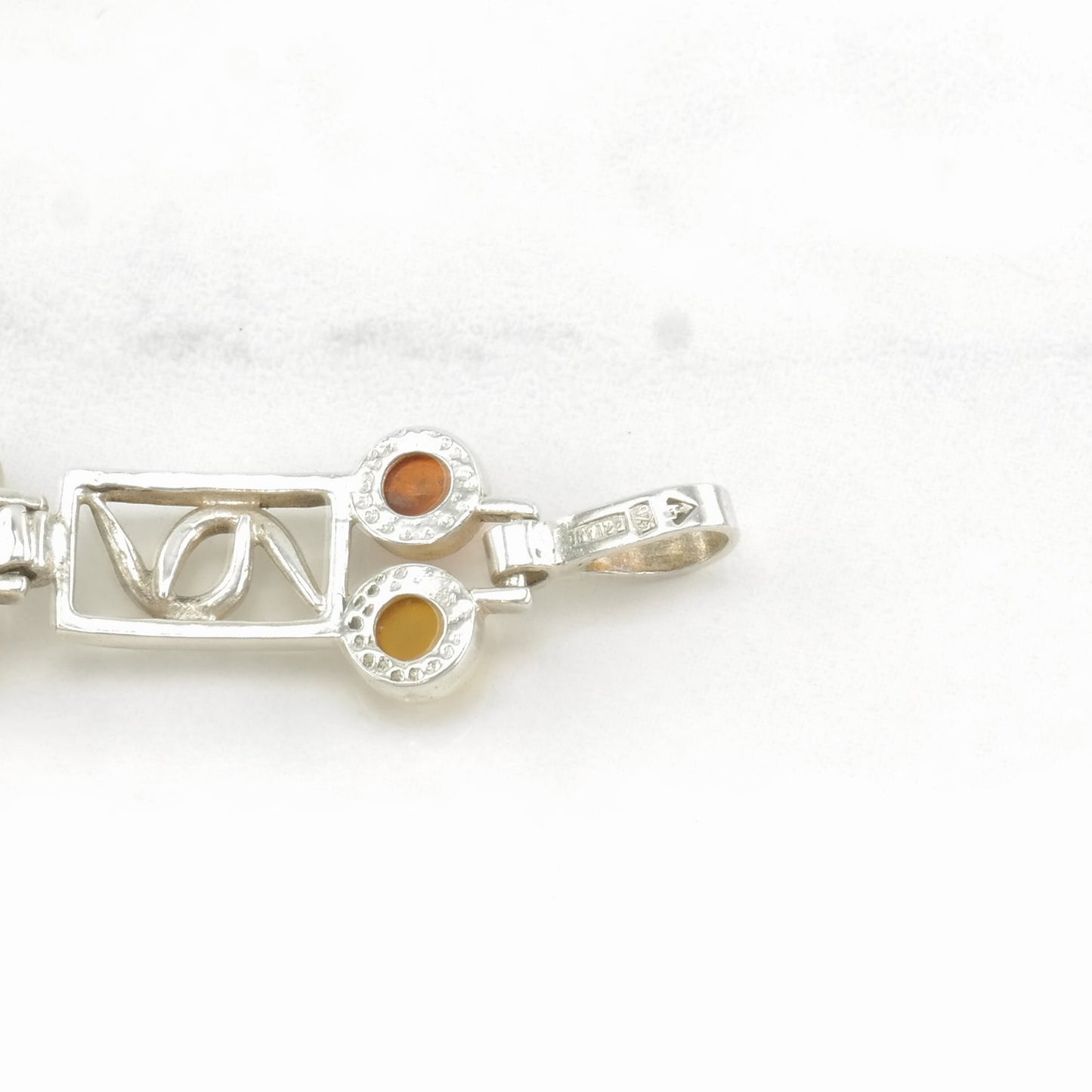 Vintage Sterling Silver Link Bracelet Amber