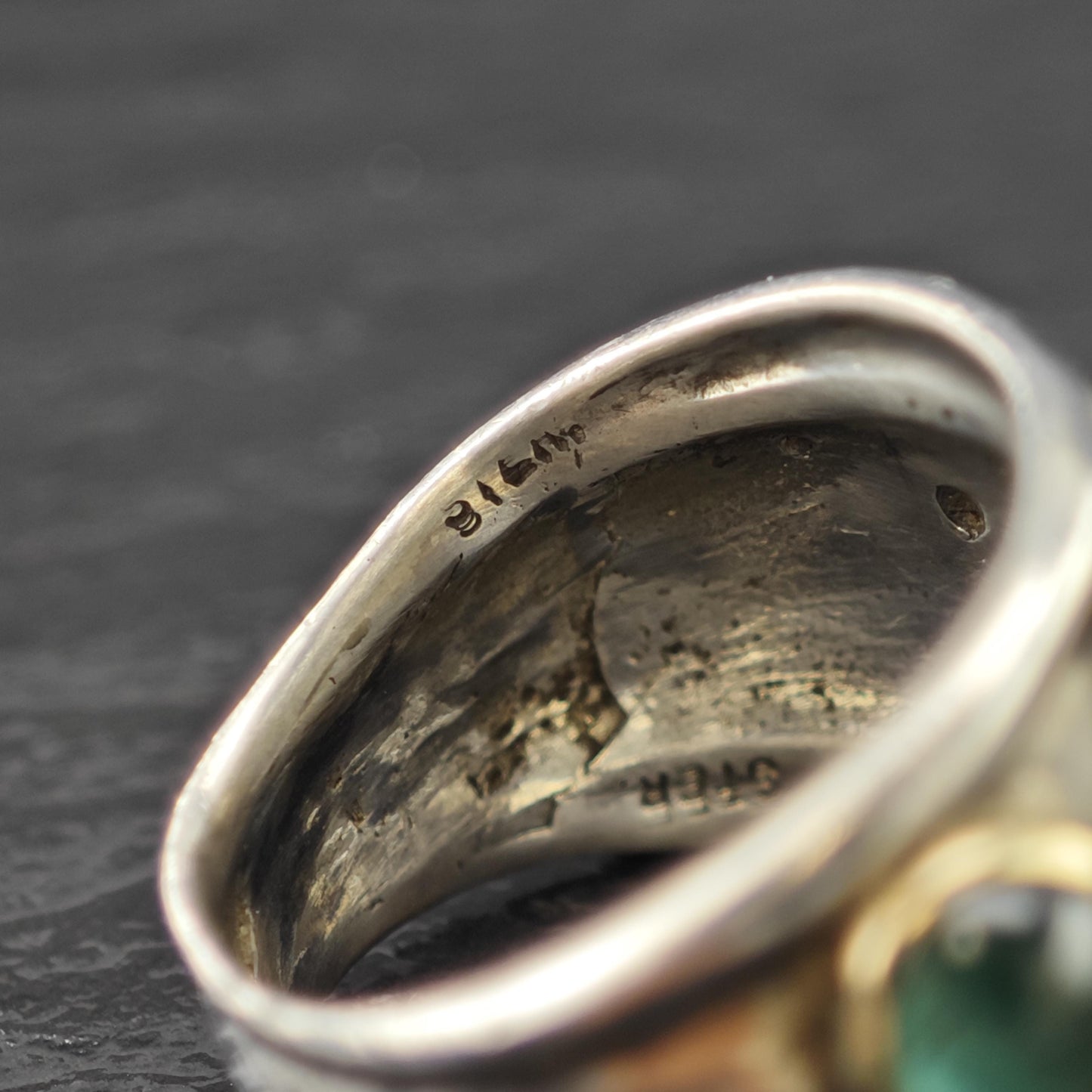 Pearl, Tourmaline Gold Accent Ring Sterling Silver Sz 6