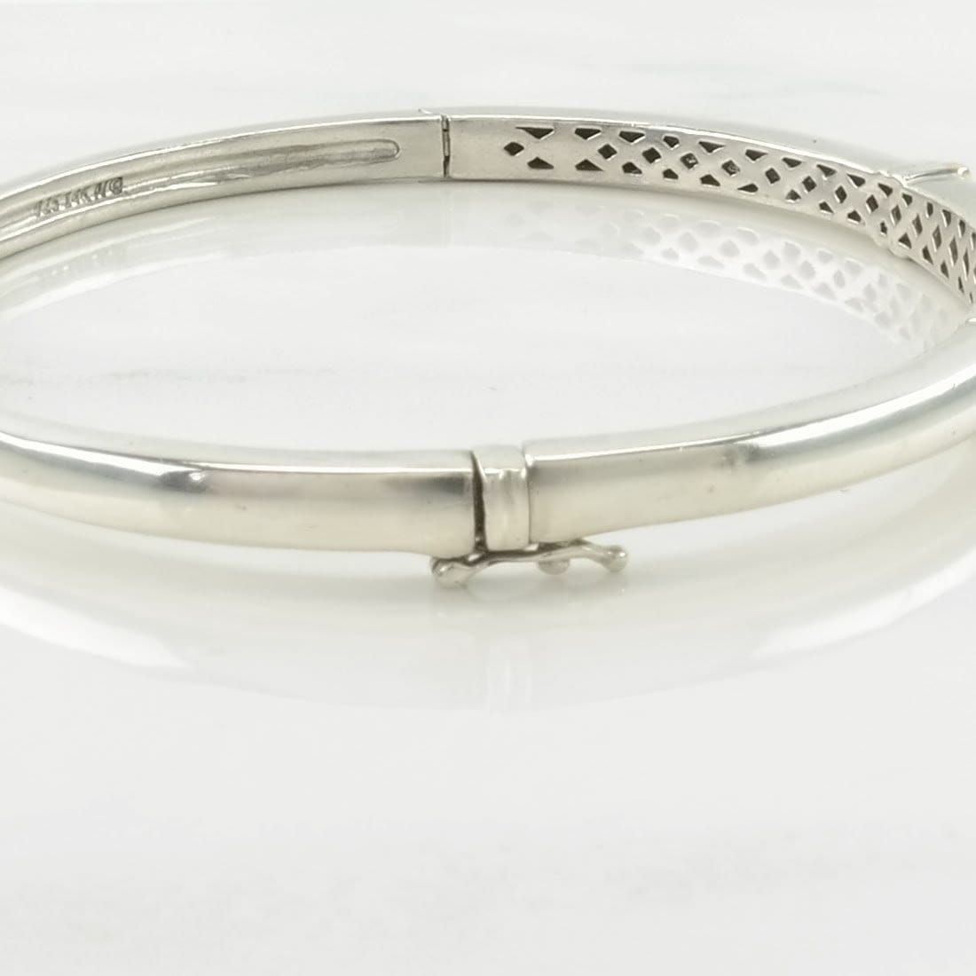 Designer Sterling Silver Bangle Bracelet Dark Blue, White Sapphire 14k Gold Accent