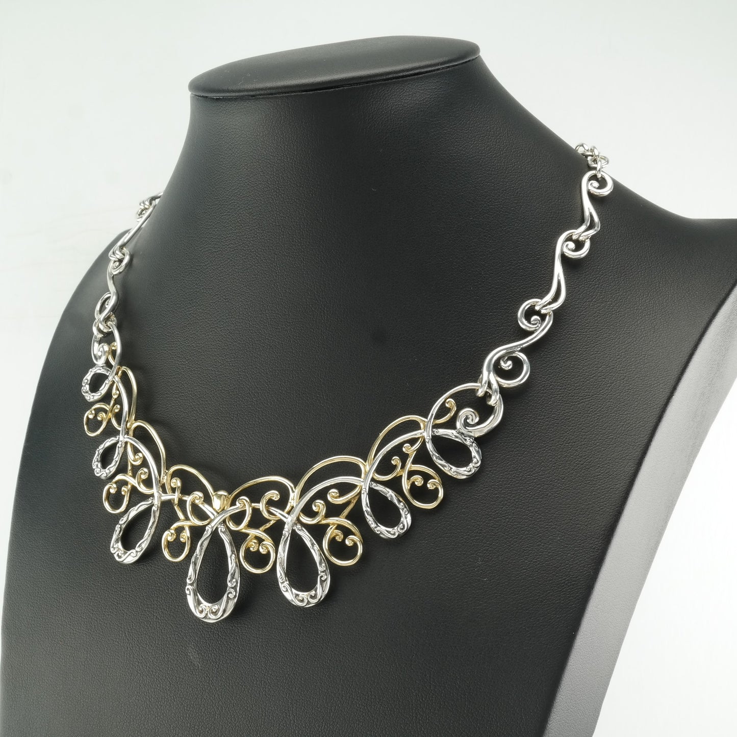 Carolyn Pollack Sterling Silver Brass Scroll Necklace