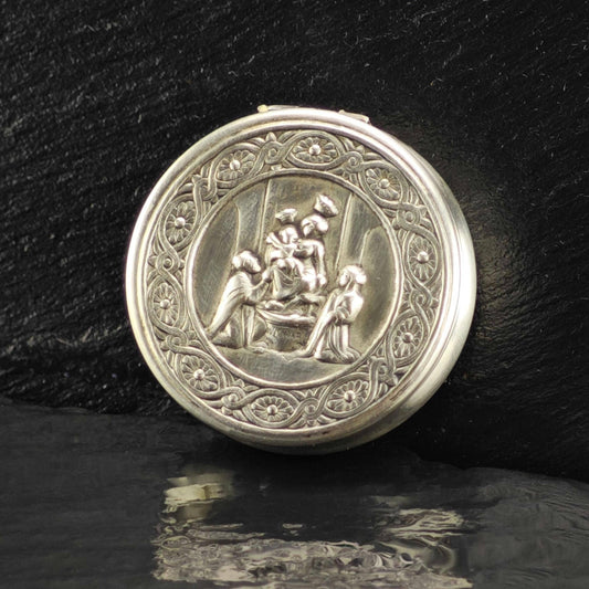 Vintage Repousse Nativity Scene Trinket Box 800 Silver MISC0420
