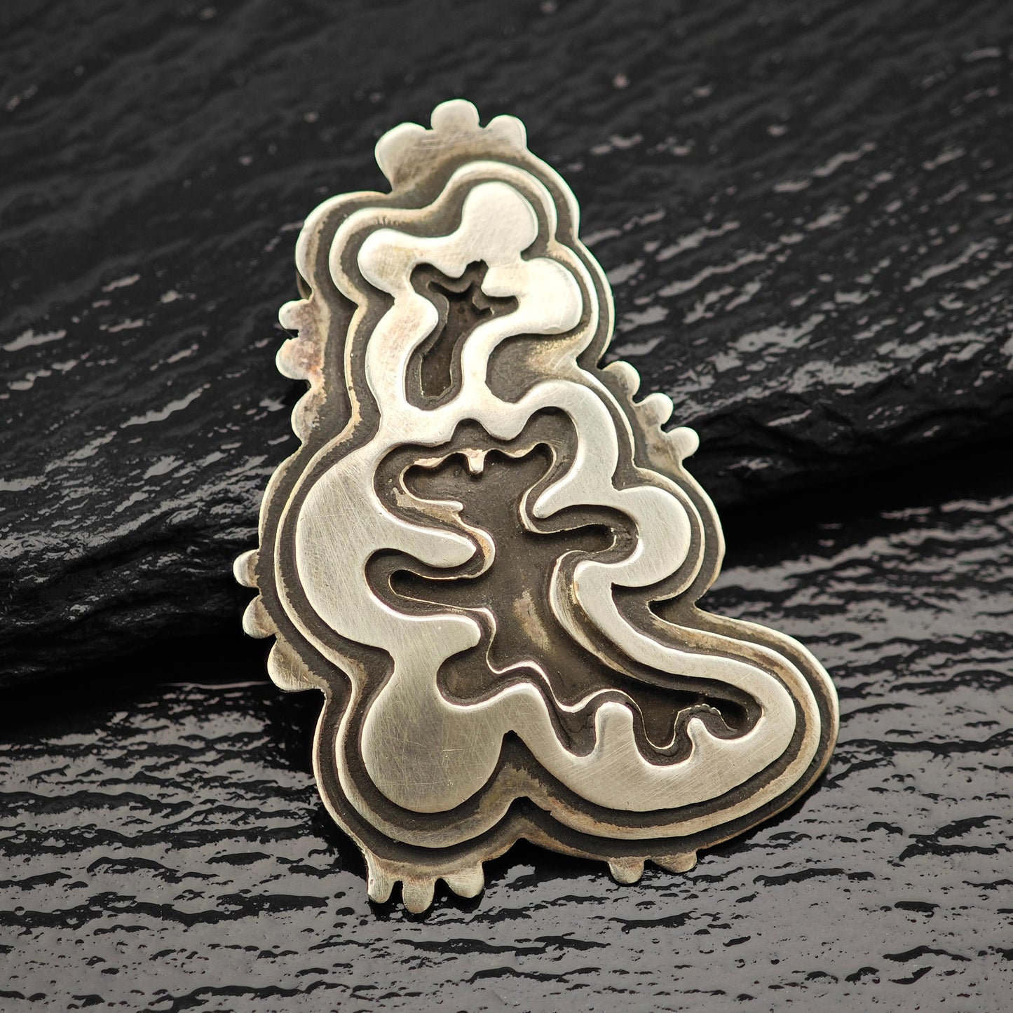 Vintage Land of Enchantment, Diane Pearl Overlay Pendant Sterling Silver