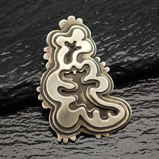 Vintage Land of Enchantment, Diane Pearl Overlay Pendant Sterling Silver