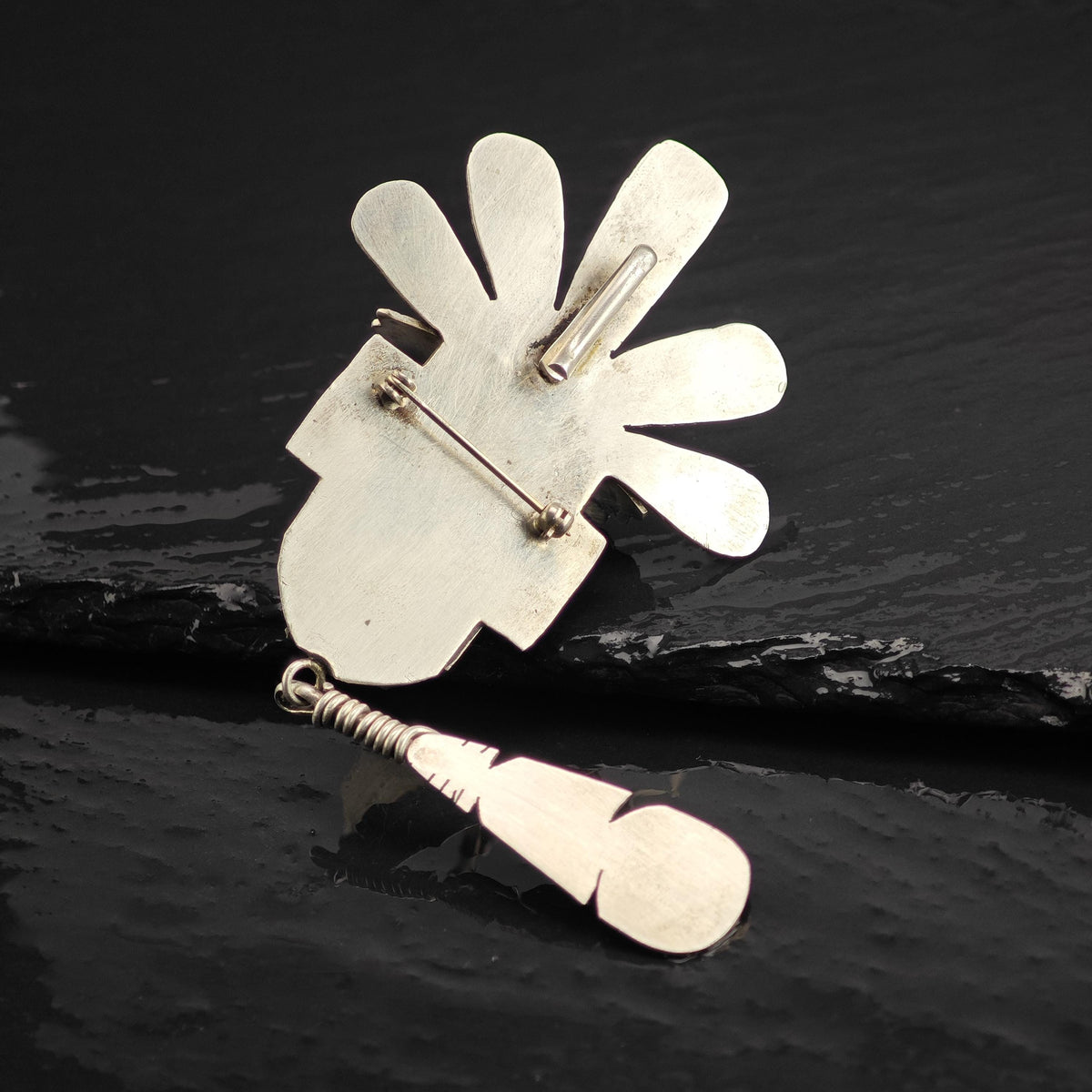 Large Kachina, Feather Sterling Silver Pendant/Brooch P3140