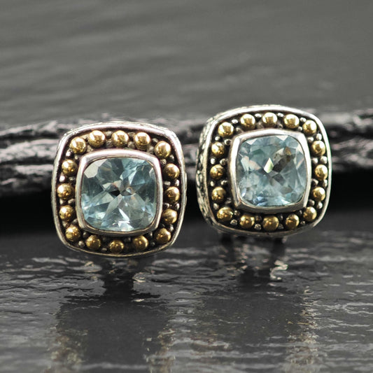 Topaz 18K Gold Accent Sterling Silver Omega/Stud Earrings ER3226