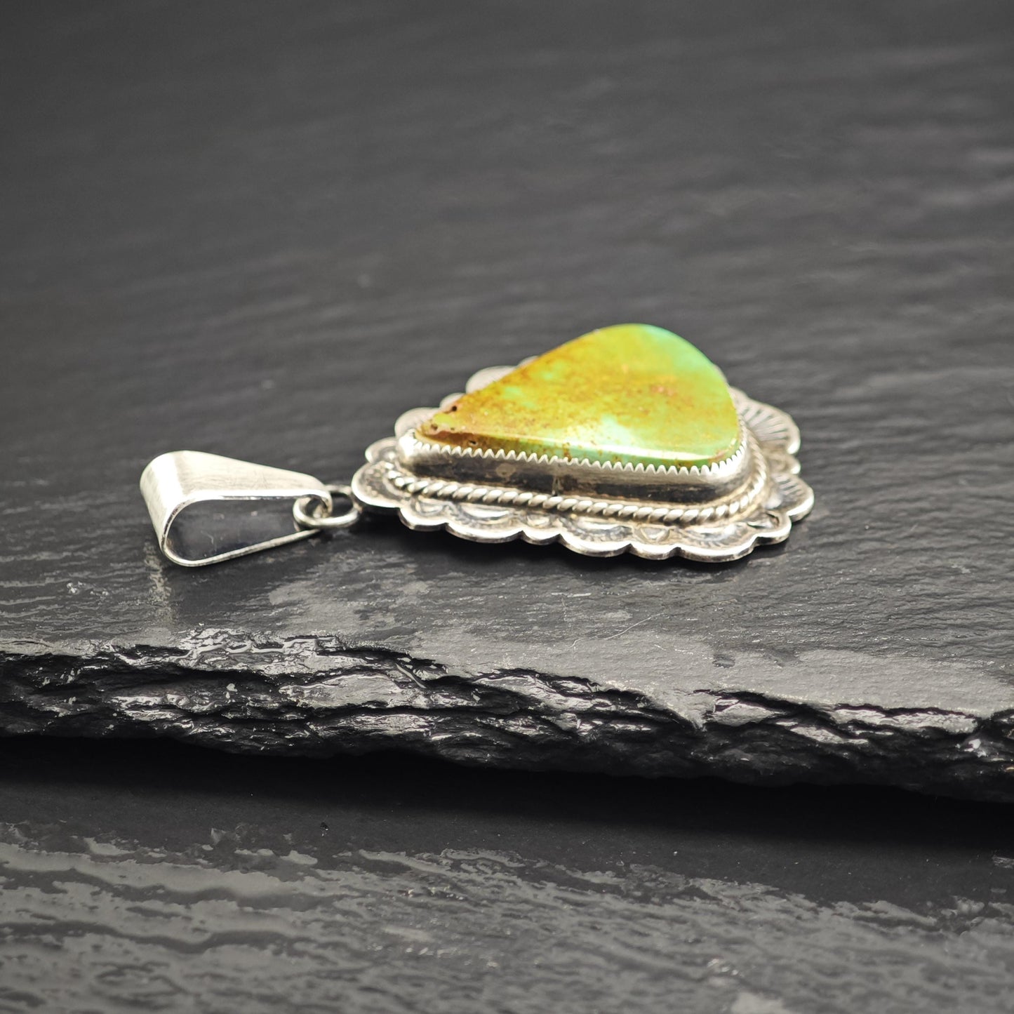 SW Green Turquoise Pendant Sterling Silver P3055