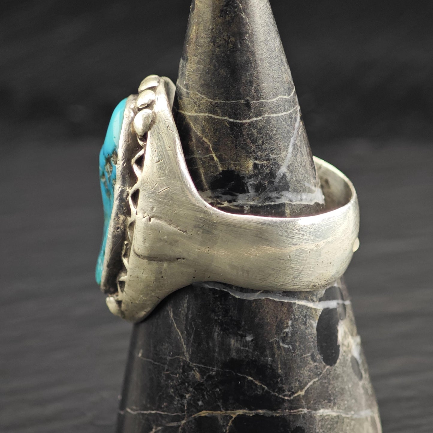 Native American Heavy Turquoise Ring Sterling Silver Sz 15 R6620