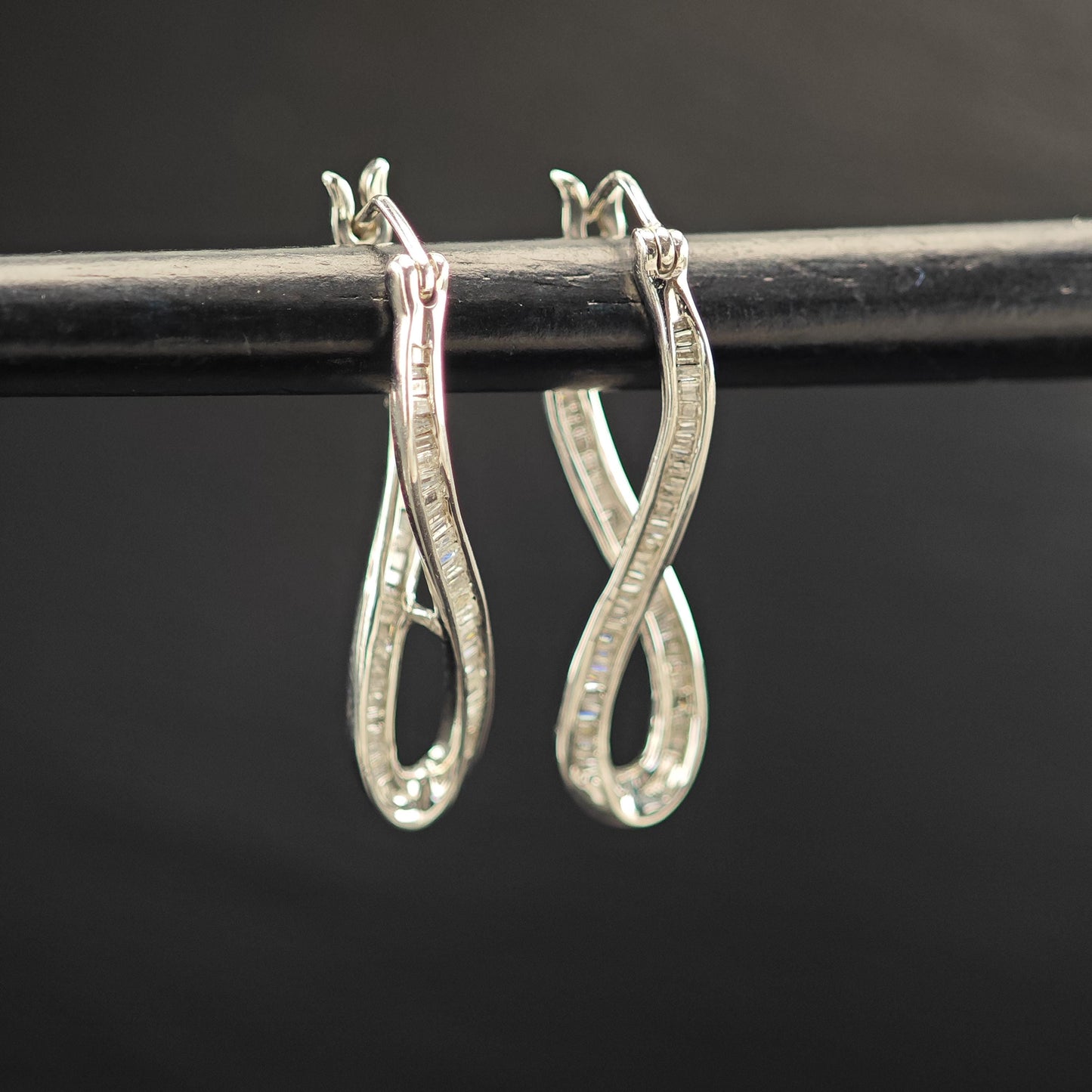 JWBR White Diamonds Abstract Hinged Earrings Sterling Silver