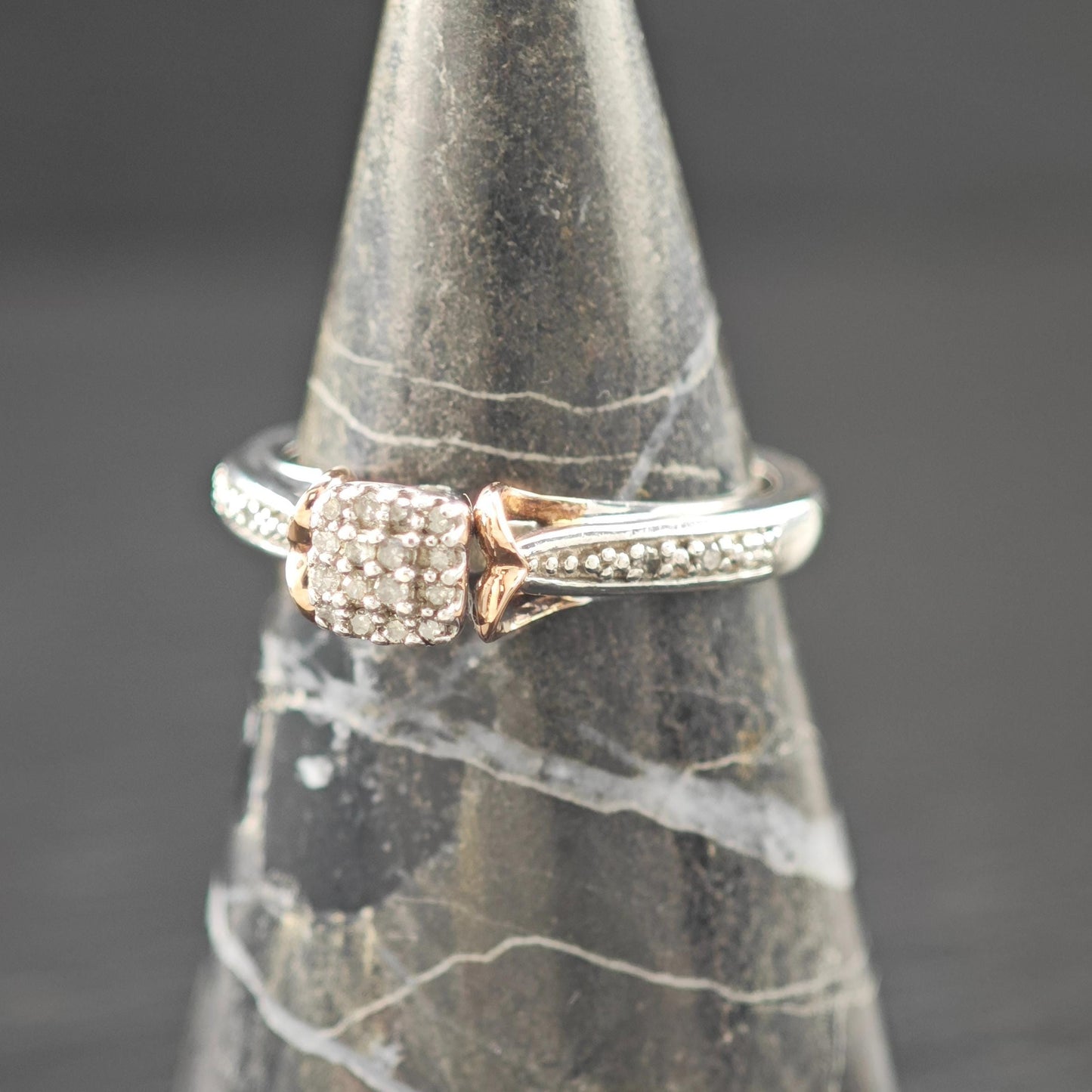 Diamond 10K Gold Accent Ring Sterling Silver