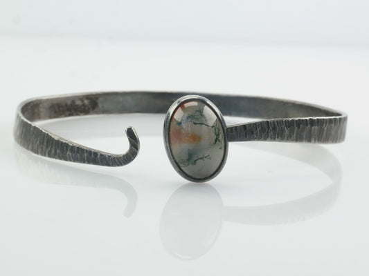 Sterling Silver Cuff Bracelet Moss Agate