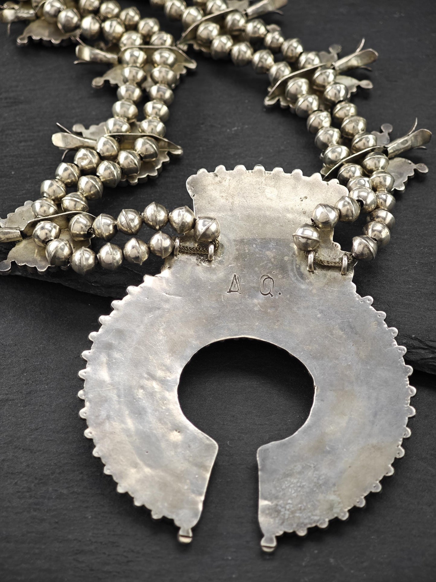 Historic Alice Quam, Zuni, Native American Squash Blossom Necklace Sterling Silver