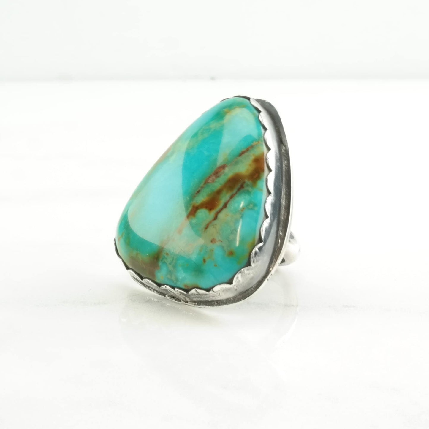 Southwest Silver Ring Turquoise Large Sterling Blue Size 5 1/2