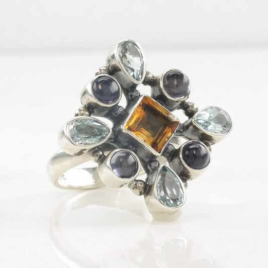 Sterling Silver Ring Citrine, Topaz Size 7