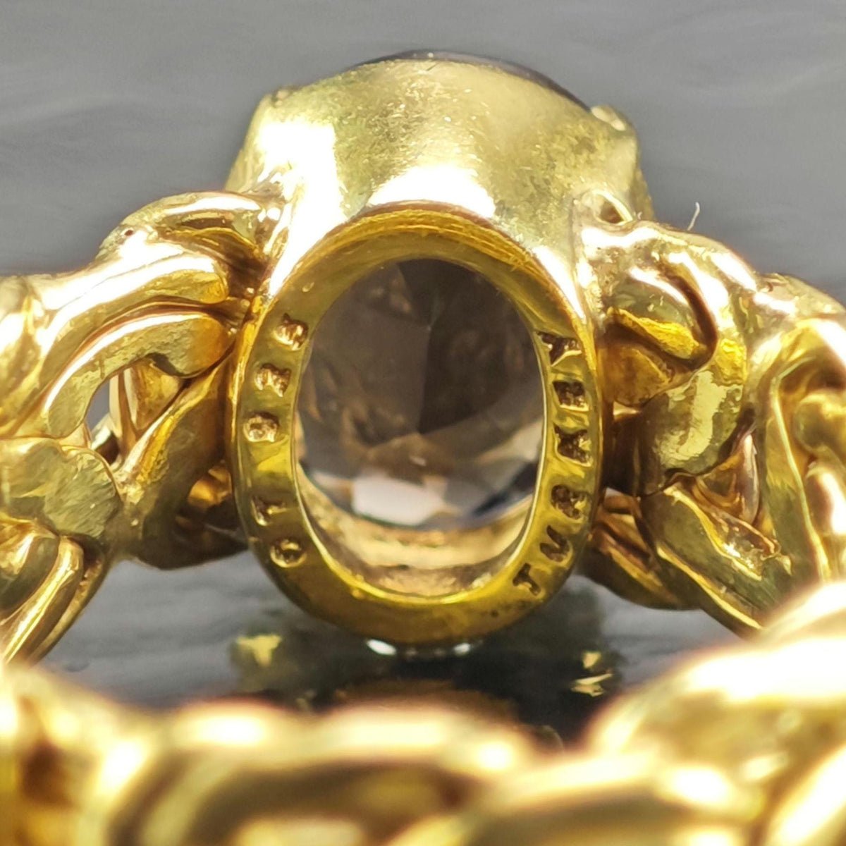 Smoky Quartz Gold-Plated Woven Band Sterling Silver Ring Sz 6 1/2 R6837