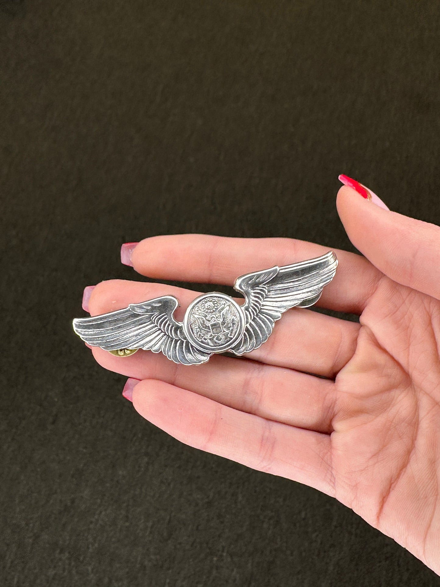 Silver Brooch Army Air Force U.S. WWII Aircrew Wings Sterling B1657