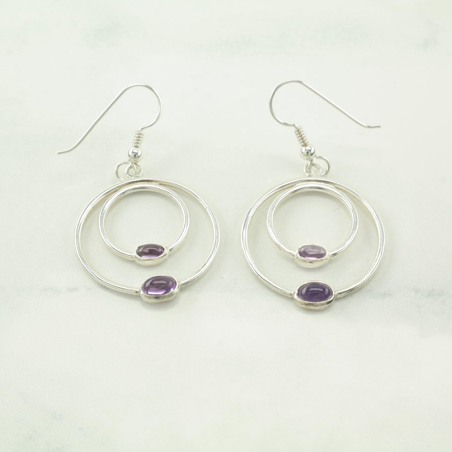 Choice of Vintage Pandora Purple Amethyst, Modernist Sterling Silver Fish Hook Earrings