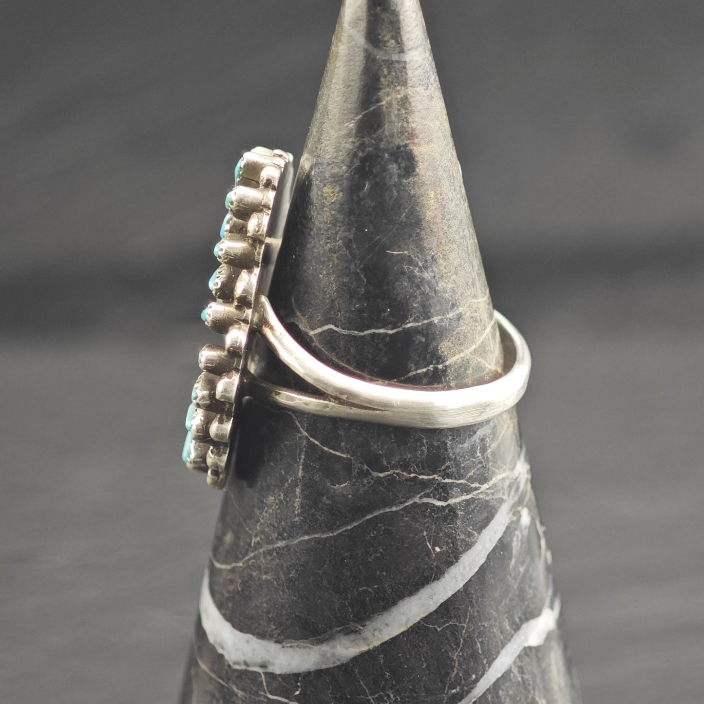 Vintage Zuni Needle Point Turquoise Naja Sterling Silver Ring Sz 6 R6667