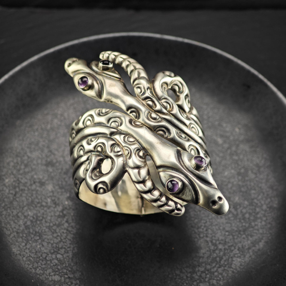 Taxco Snake Clamper Bracelet Sterling Silver Sz 6 1/2" BR3195