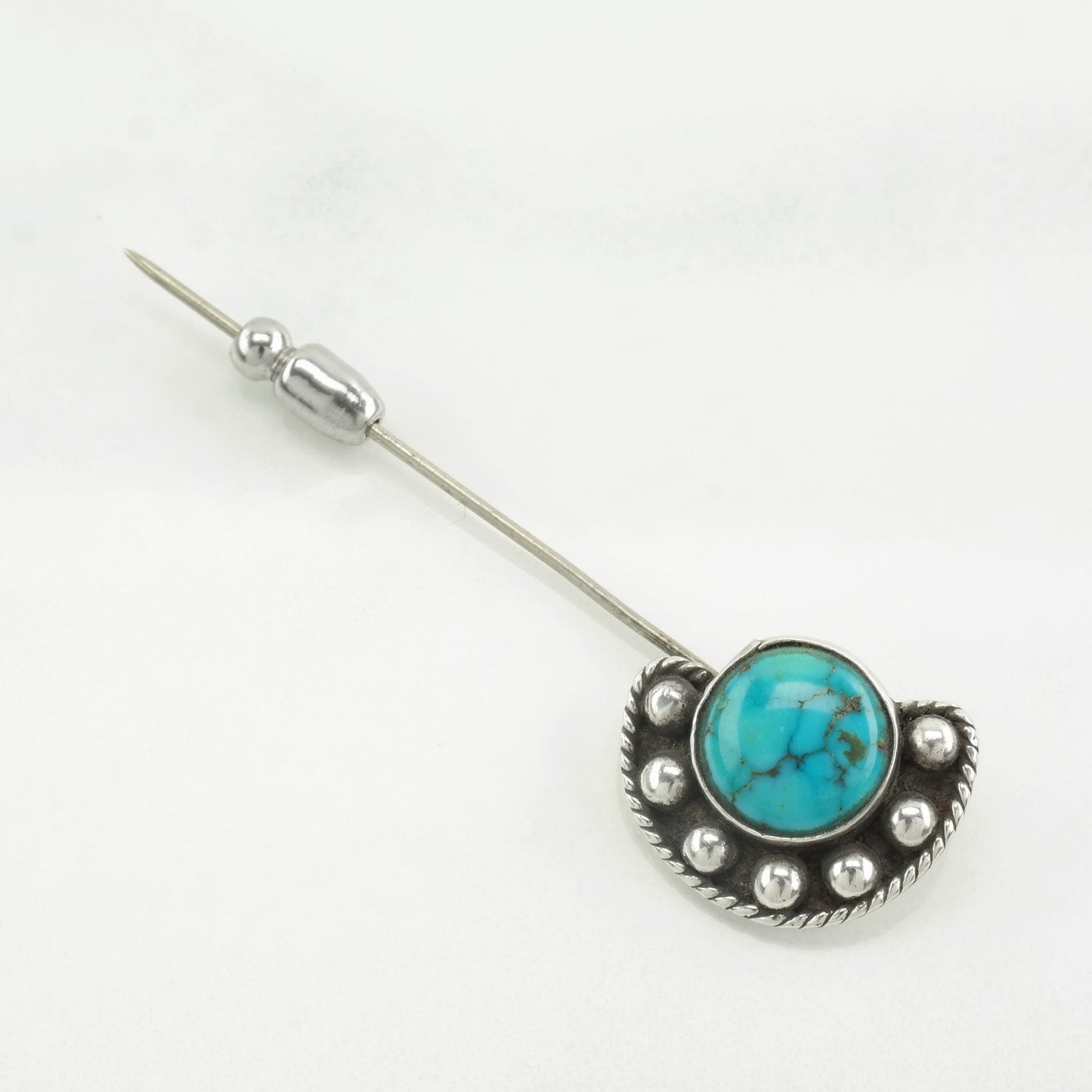 Native American Sterling Silver Brooch Pin Turquoise