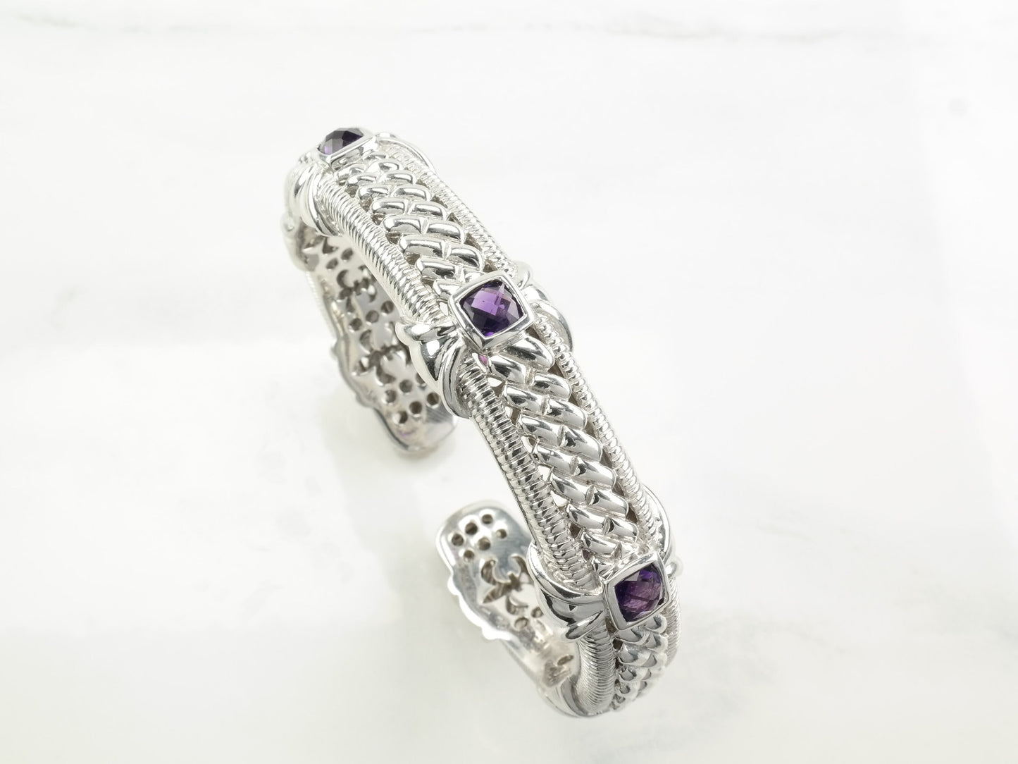 Judith Ripka Sterling Silver Cuff Bracelet Purple Amethyst