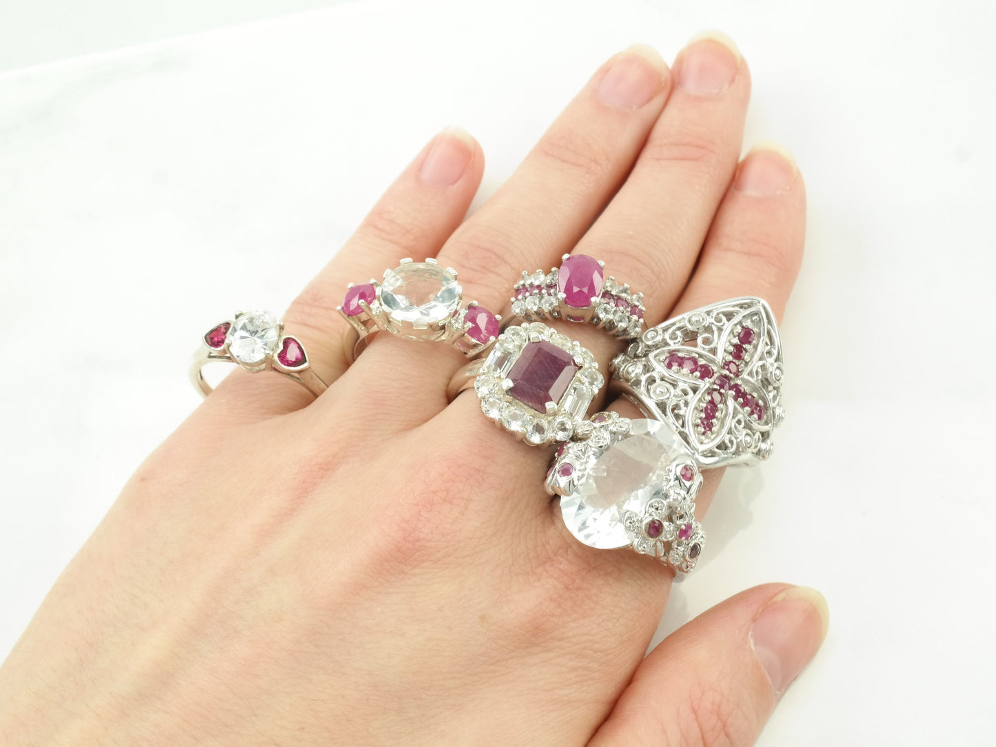 Choice Vintage Sterling Silver Ruby Ring Size 7