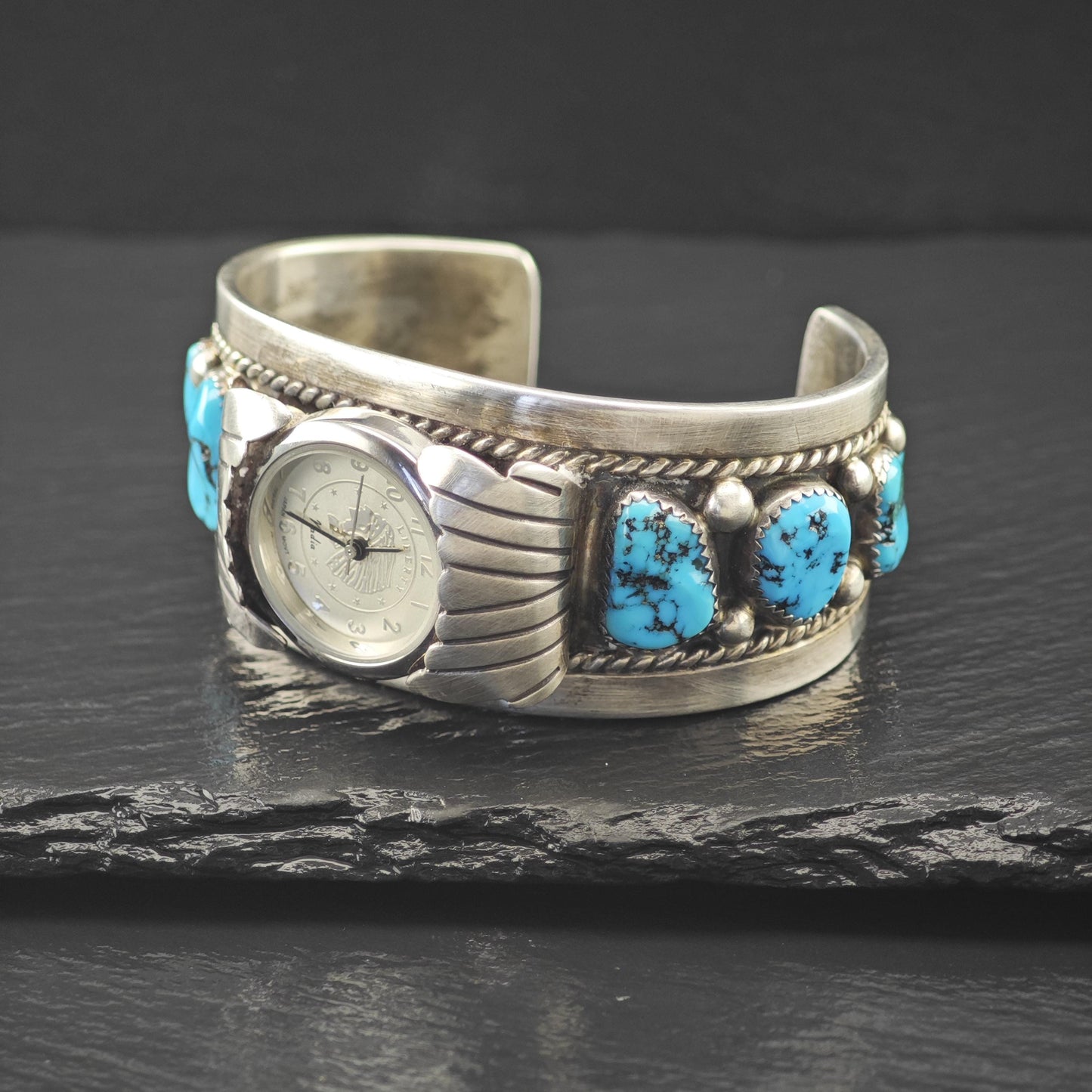 AS IS Turquoise Watch Cuff Sterling Silver Tommy Moore