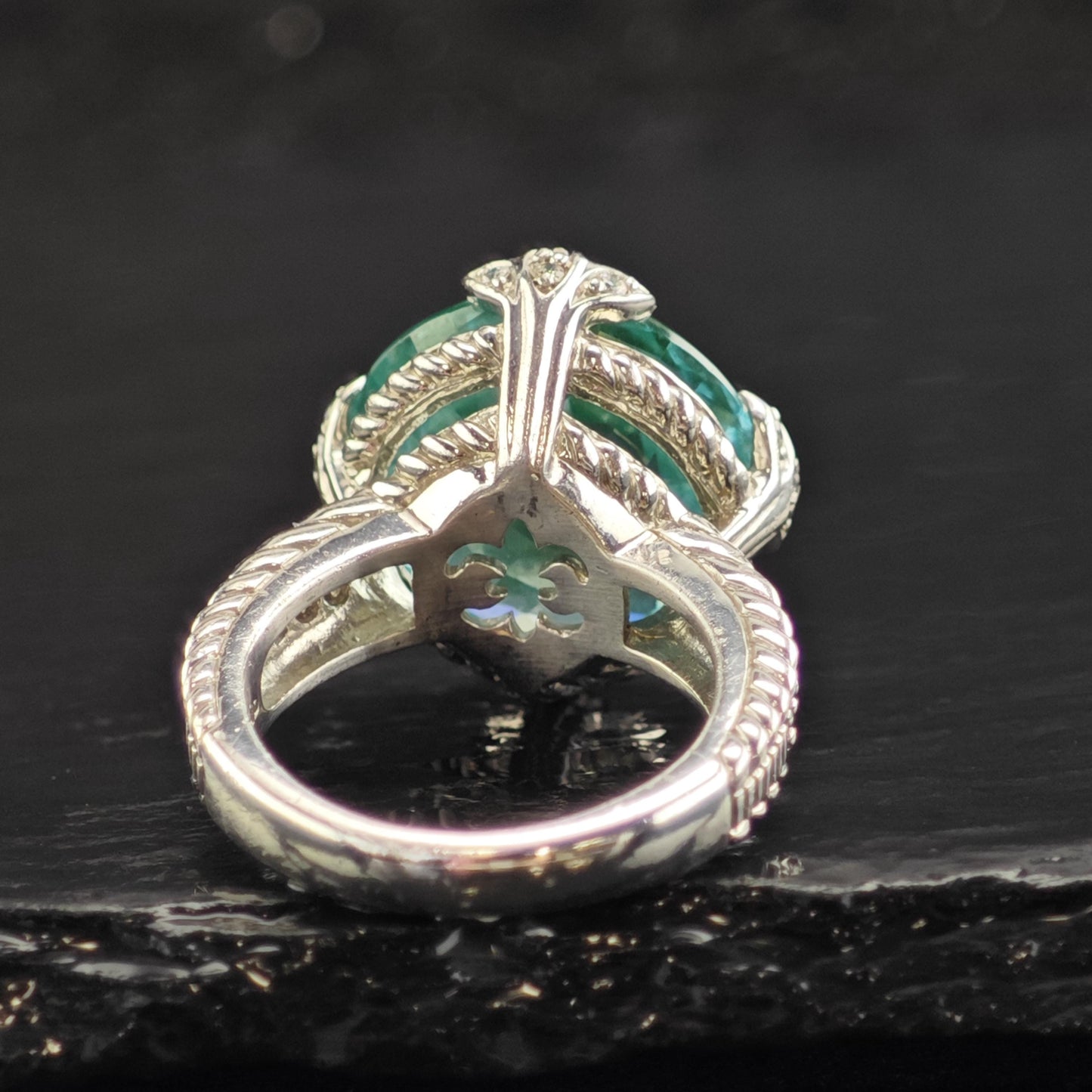 Green Quartz Doublet Sterling Silver Ring Sz 6 R6608