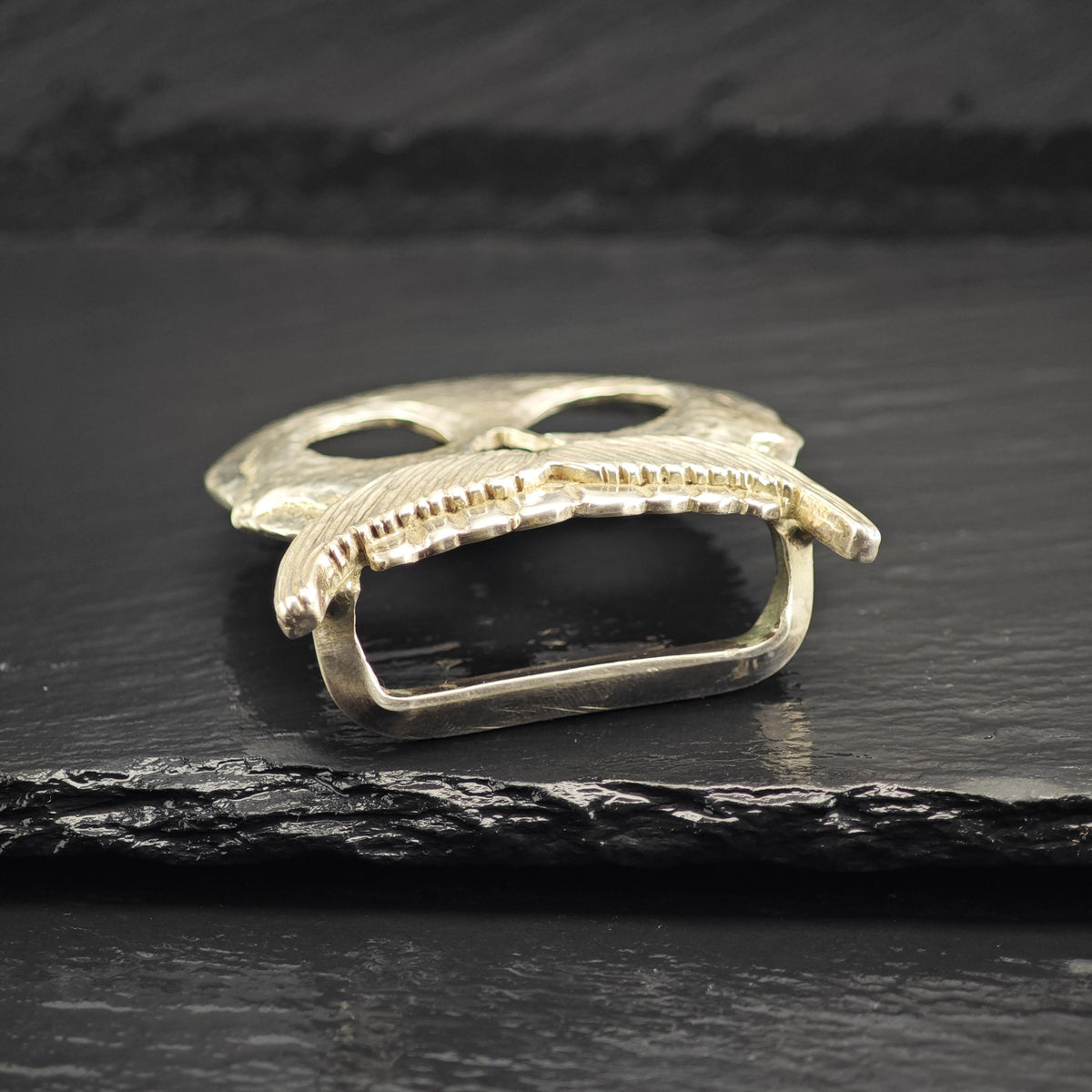 Vintage Skull, Mustache 1 1/4" Belt Buckle Sterling Silver MISC0407