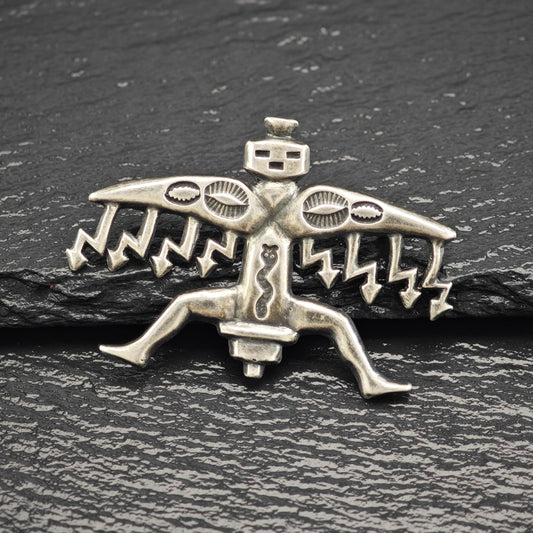 Vintage Native American Sterling Silver Knifewing Brooch Sandcast Design