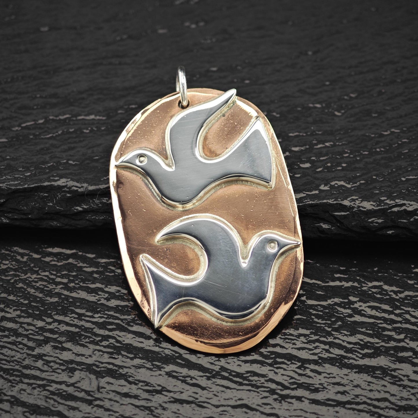 Retired James Avery Copper Dove Pendant Sterling Silver P2803