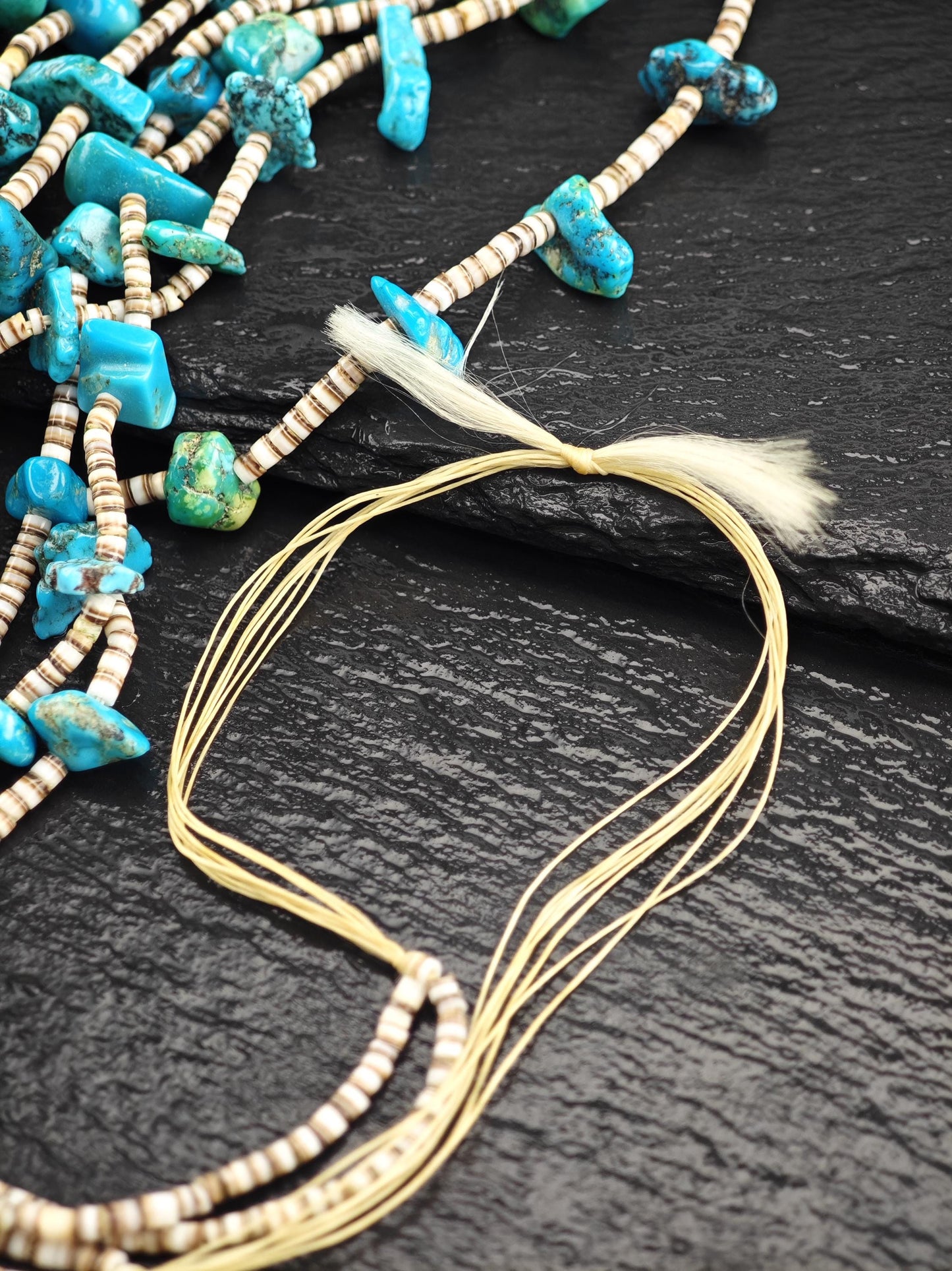 Sw Turquoise, Heishi Beads Necklace Sterling Silver N2510