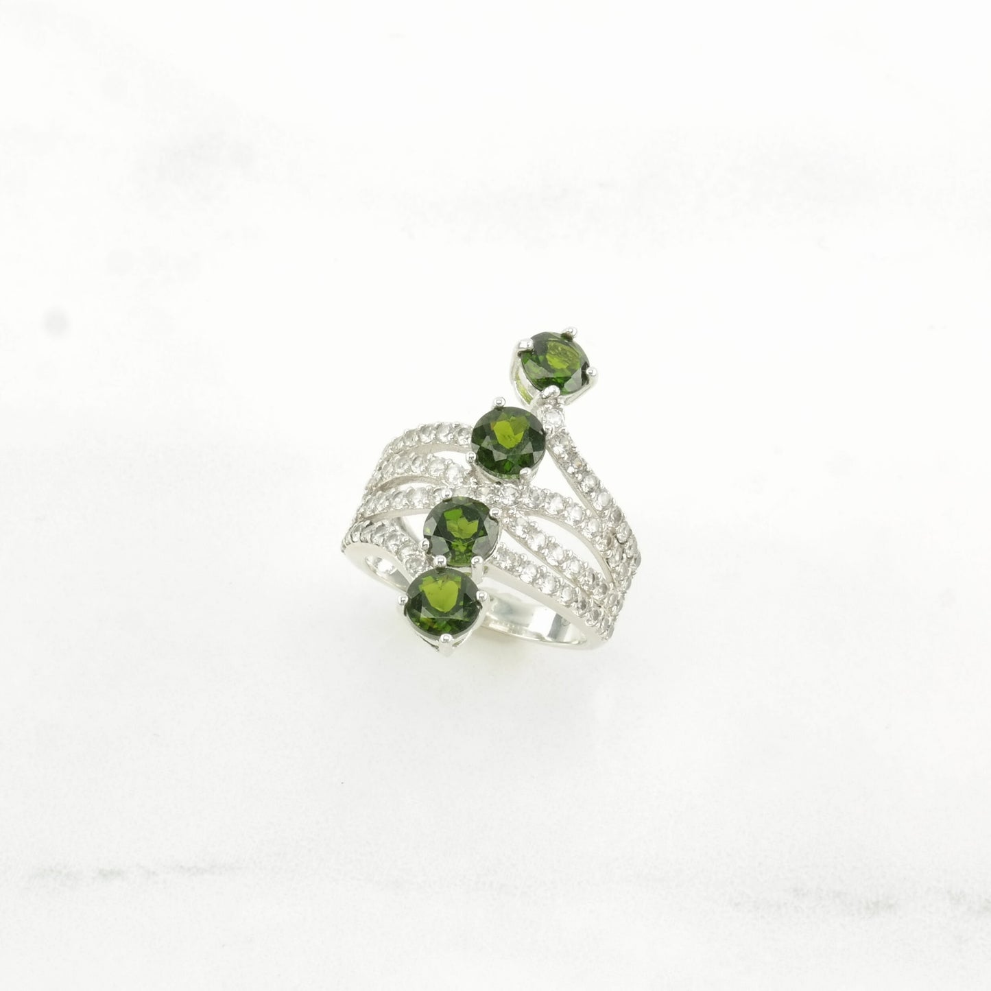 Sterling Silver Ring Chrome Diopside Spinel Dark Green Size 5