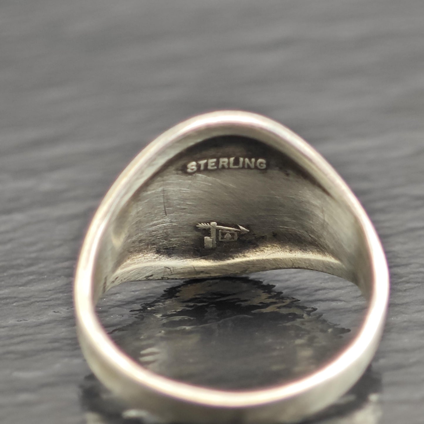 SW Bell Trading Post Thunderbird Overlay Sterling Silver Ring Sz 7 R6693