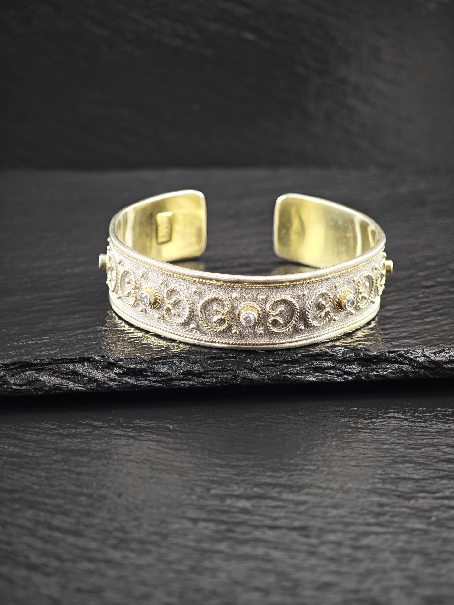Greece Gkikas Gold Tone, Gilded Cuff Bracelet Sterling Silver