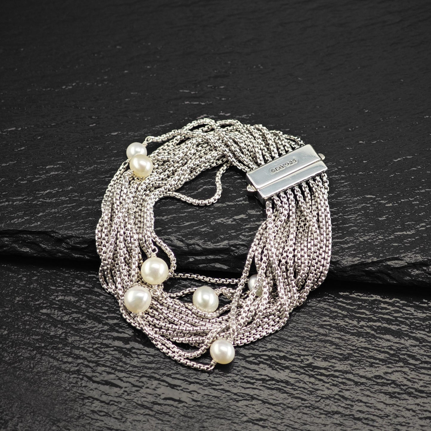 David Yurman Pearl Bracelet Multi Chain Sterling Silver