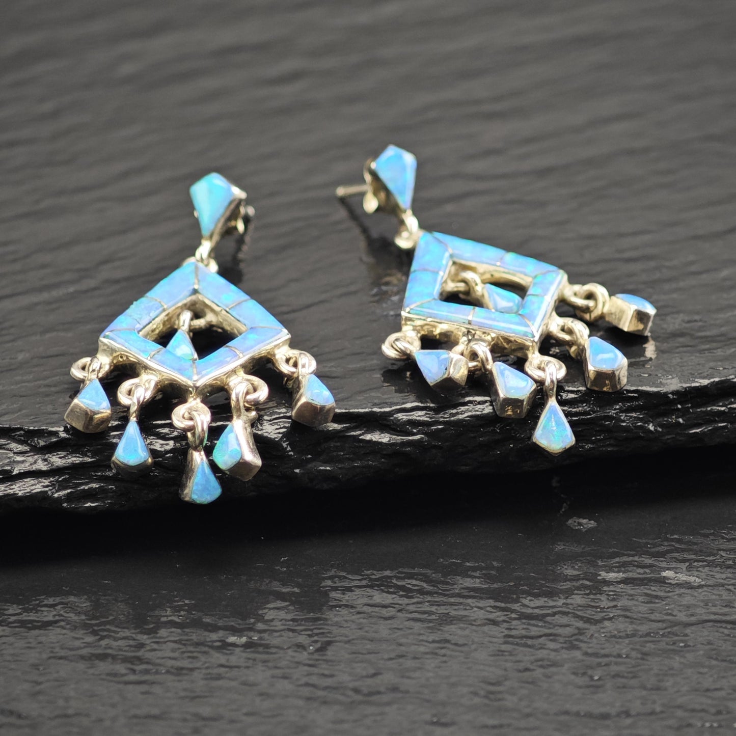 Blue Lab Opal Sterling Silver Stud Earrings ER3178