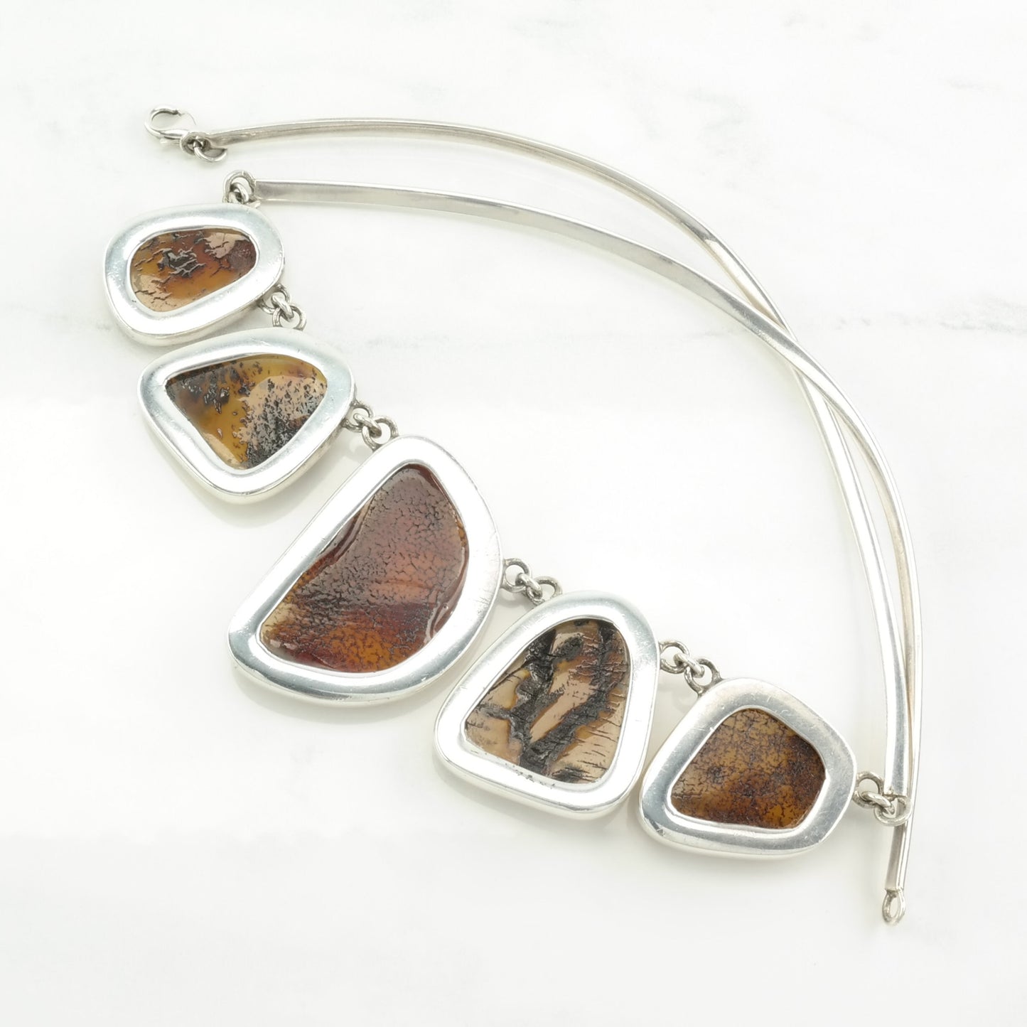 Sterling Silver Yellow Amber Necklace