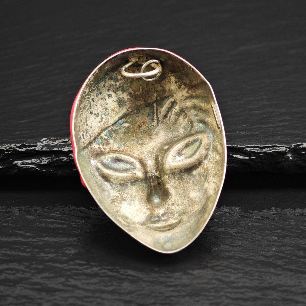 Venetian Enamel Glitter Mask Sterling Silver Pendant P3099