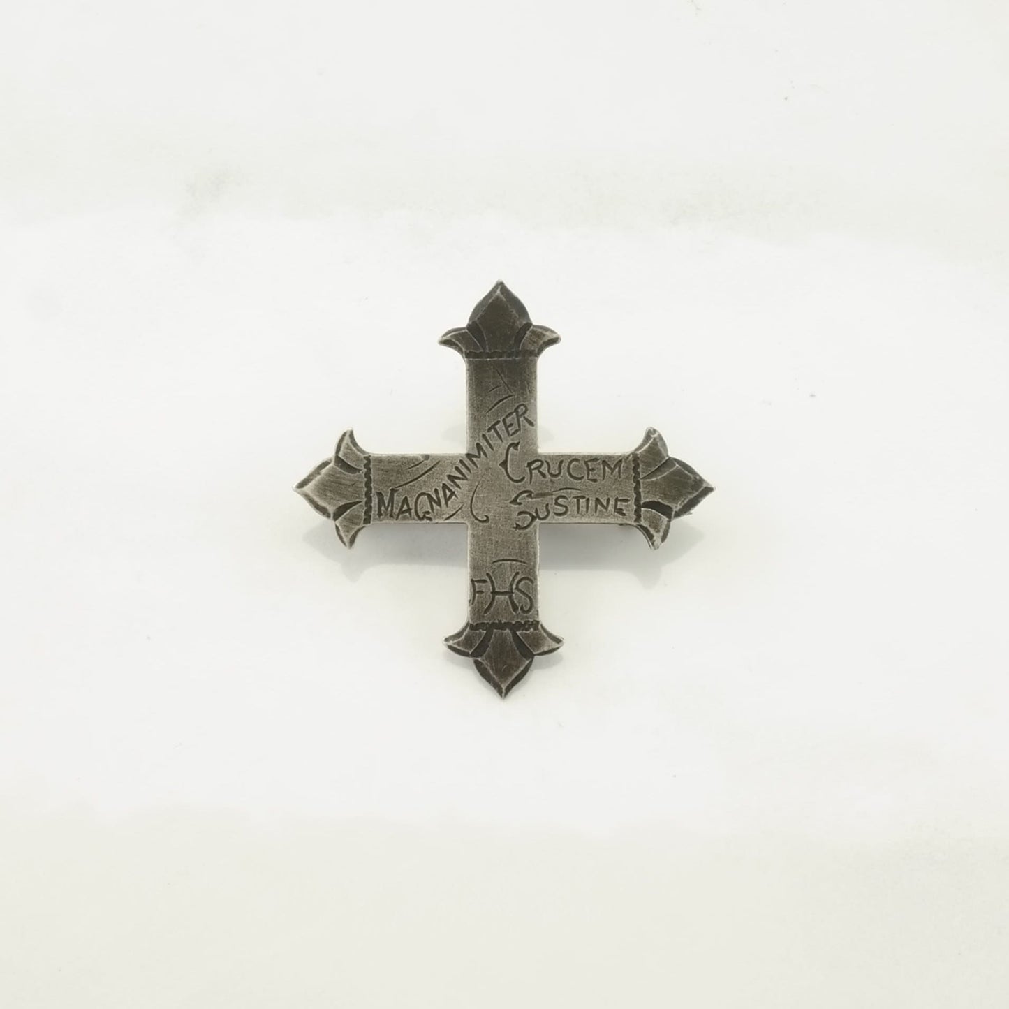 Art Deco Sterling Silver Brooch Daughters of the King Emblem Cross