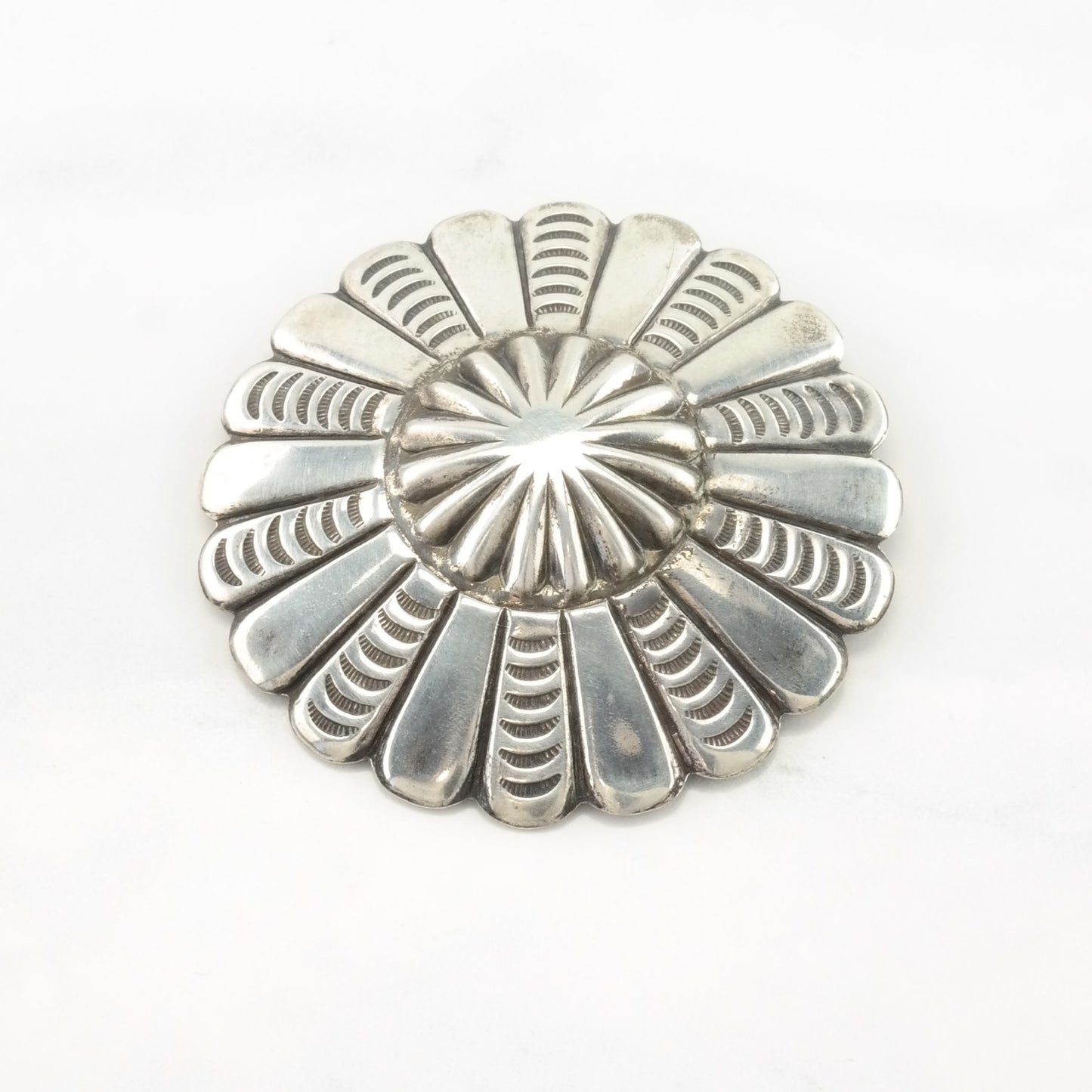 Vintage Southwest Sterling Silver Brooch Concho Sun, Large