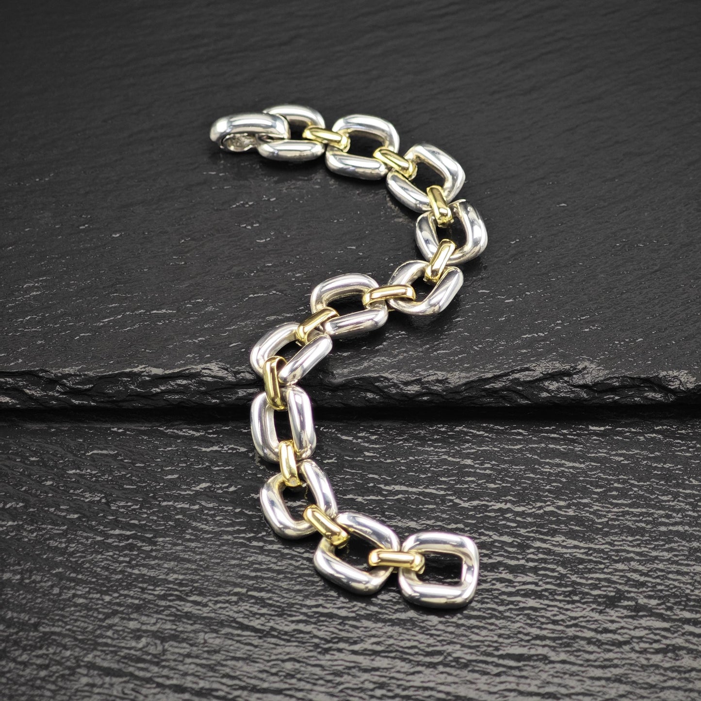 Modern 18k Gold & Sterling Silver Italy Bracelet