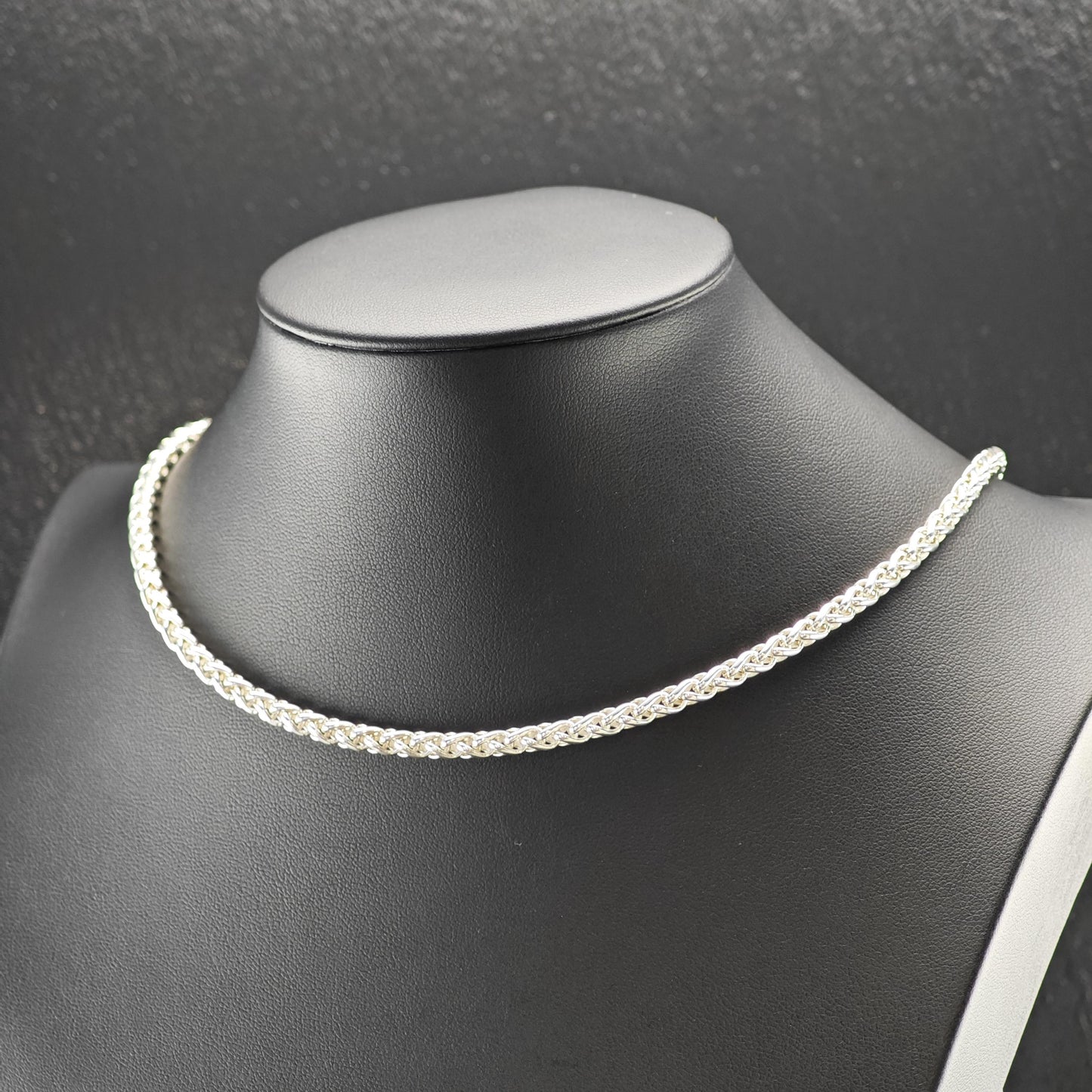 German Made Sterling Silver Spiga, Wheat Chain 4.2mm Rope Chain Necklace