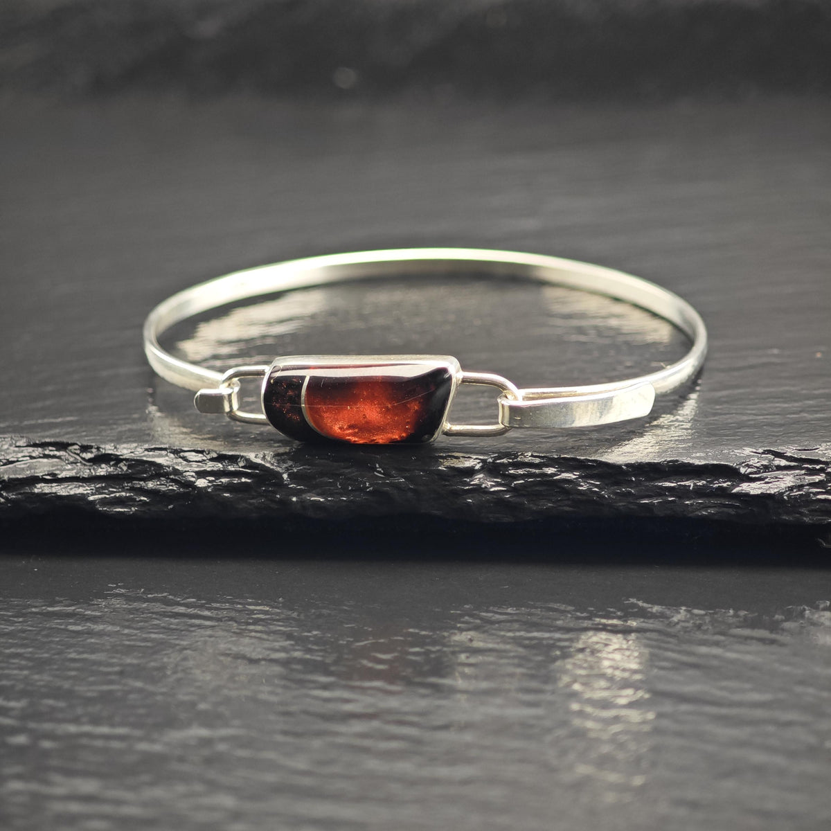 Resin Inlay Poland Dainty Sterling Silver Bangle Sz 6 3/4" BR3126